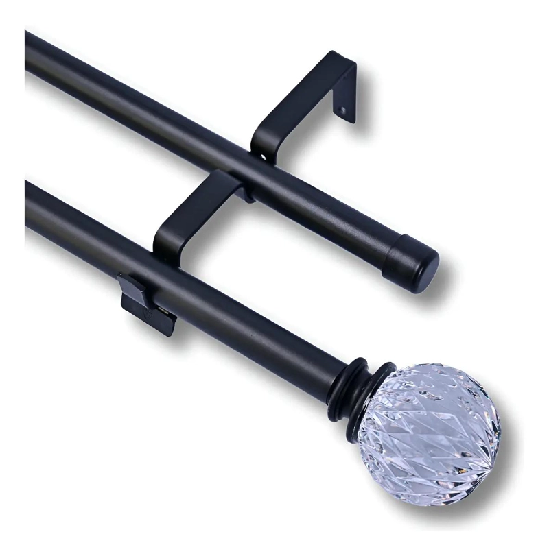 BARRAS DE CORTINA METALICAS EXTENSIBLES 120-210 CM COLOR NEGRO - 1