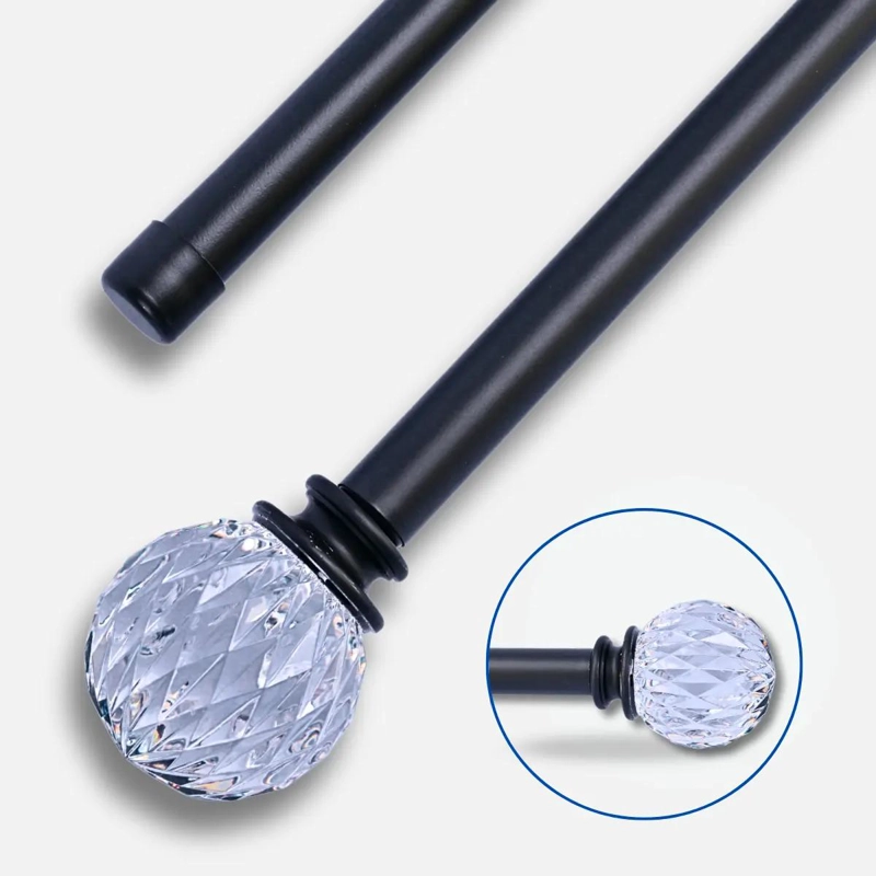 BARRAS DE CORTINA METALICAS EXTENSIBLES 120-210 CM COLOR NEGRO - 2