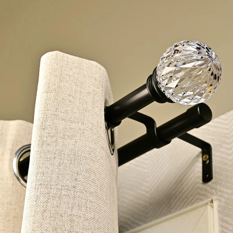 BARRAS DE CORTINA METALICAS EXTENSIBLES 120-210 CM COLOR NEGRO - 3