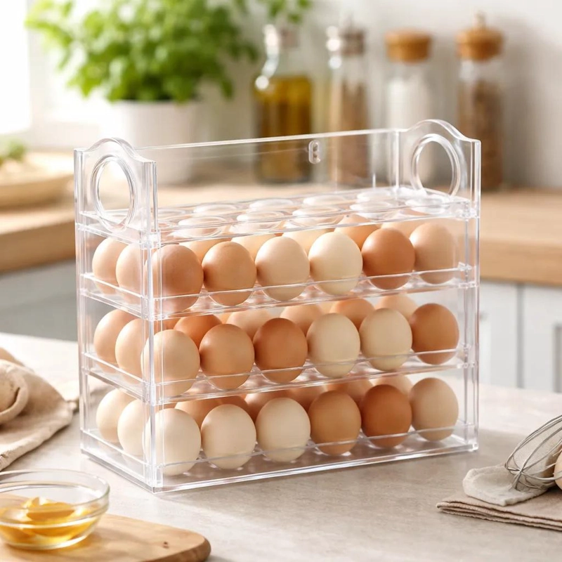 ORGANIZADOR ACRILICO DE HUEVOS 3 NIVELES PARA 30 HUEVOS - 3