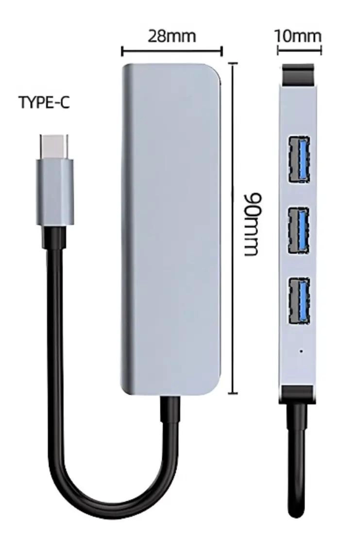 ADAPTADOR CONVERTIDOR TIPO C CON 4 PUERTOS USB - 6