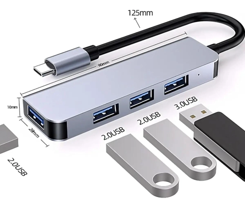 ADAPTADOR CONVERTIDOR TIPO C CON 4 PUERTOS USB - 7