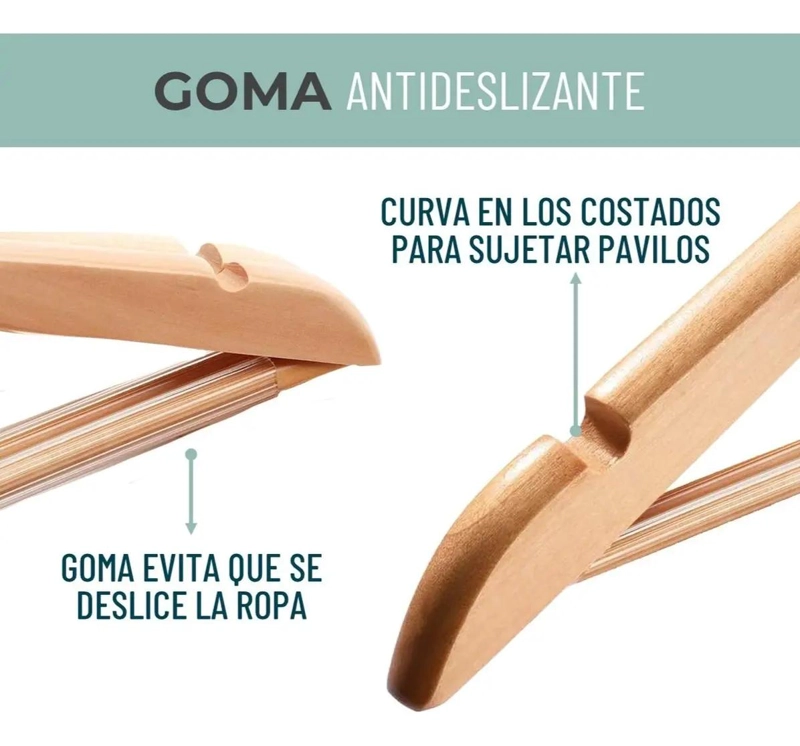 SET DE 10 COLGADORES DE MADERA ANTIDESLIZANTES PARA ROPA - 2