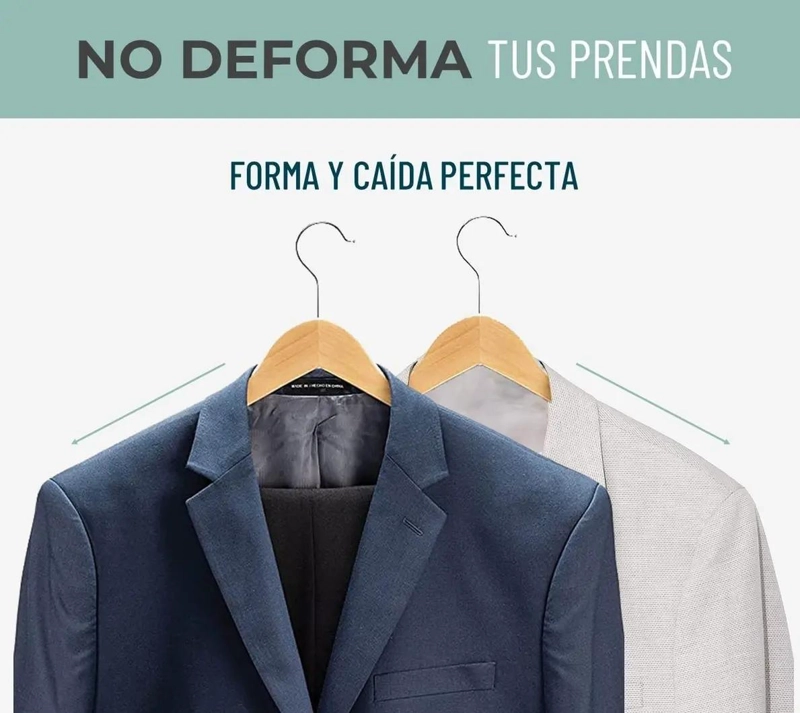 SET DE 10 COLGADORES DE MADERA ANTIDESLIZANTES PARA ROPA - 3