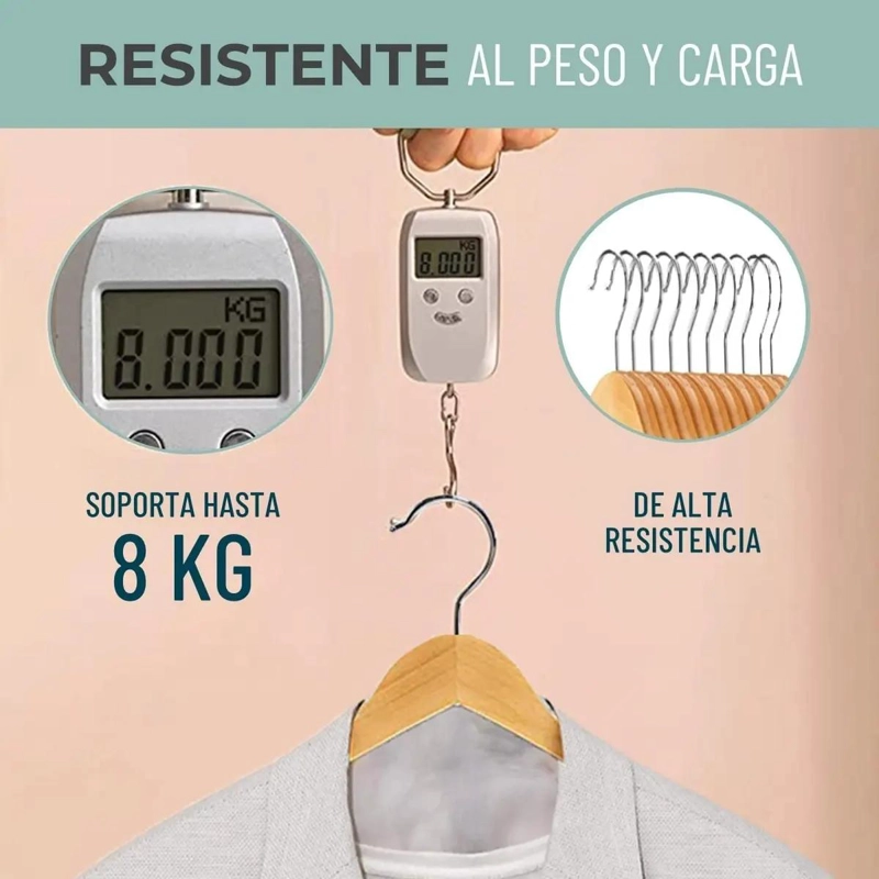 SET DE 10 COLGADORES DE MADERA ANTIDESLIZANTES PARA ROPA - 6