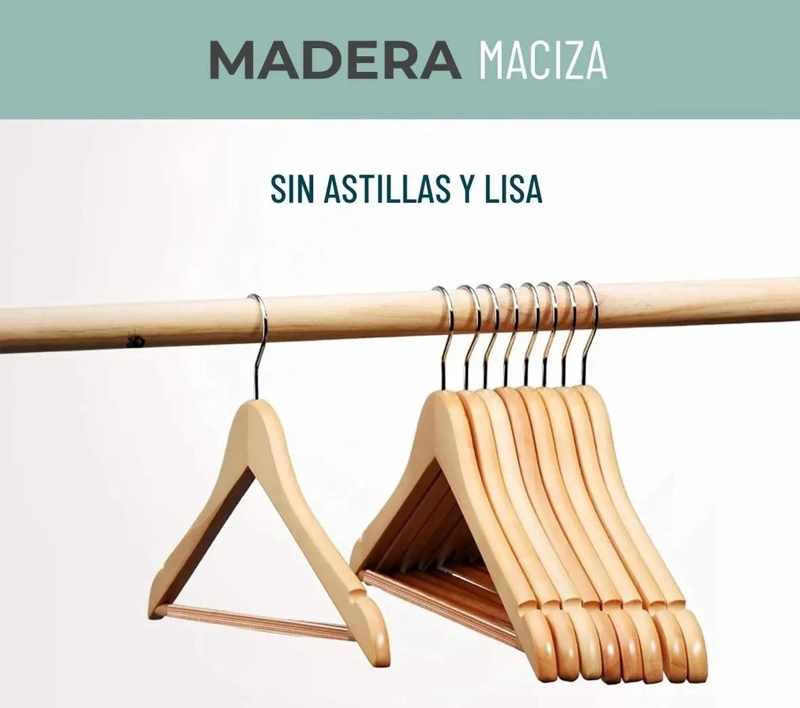 SET DE 10 COLGADORES DE MADERA ANTIDESLIZANTES PARA ROPA - 7