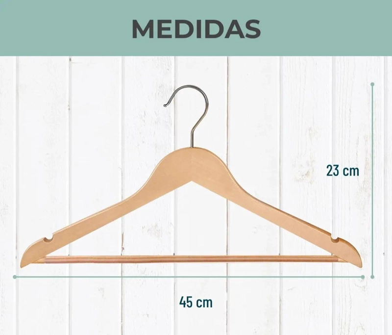 SET DE 10 COLGADORES DE MADERA ANTIDESLIZANTES PARA ROPA - 8
