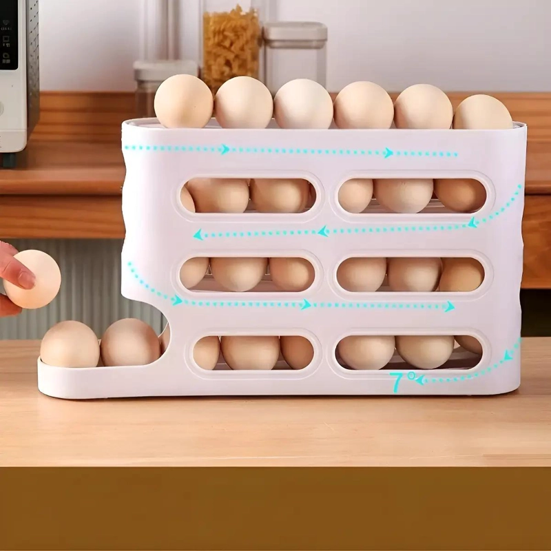 DISPENSADOR DE HUEVOS RODANTE PARA 26 HUEVOS EN COCINA - 10