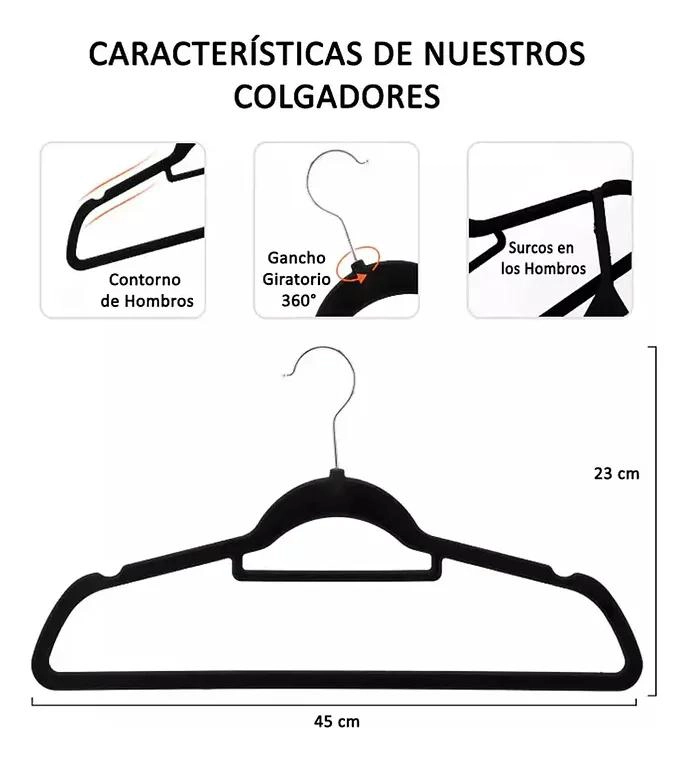 COLGADORES ANTIDESLIZANTES DE TERCIOPELO PARA ROPA 20 UNIDADES - 2