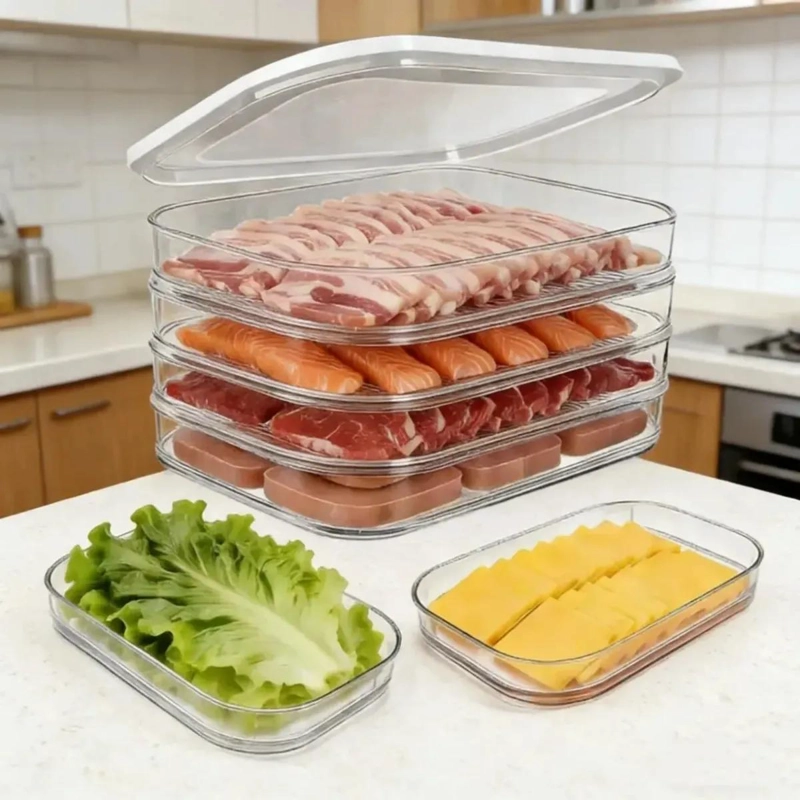 CONTENEDOR ACRILICO ORGANIZADOR PARA REFRIGERADOR CON TAPA - 1