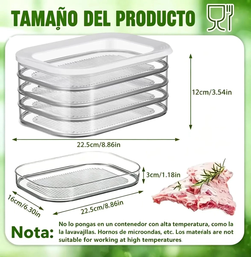 CONTENEDOR ACRILICO ORGANIZADOR PARA REFRIGERADOR CON TAPA - 2