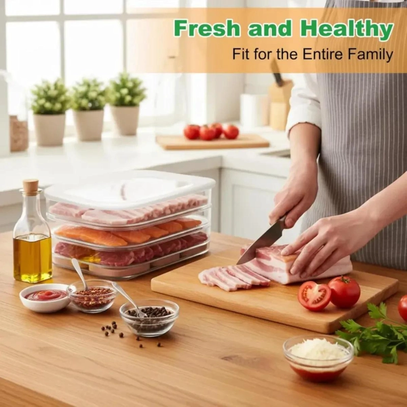 CONTENEDOR ACRILICO ORGANIZADOR PARA REFRIGERADOR CON TAPA - 4