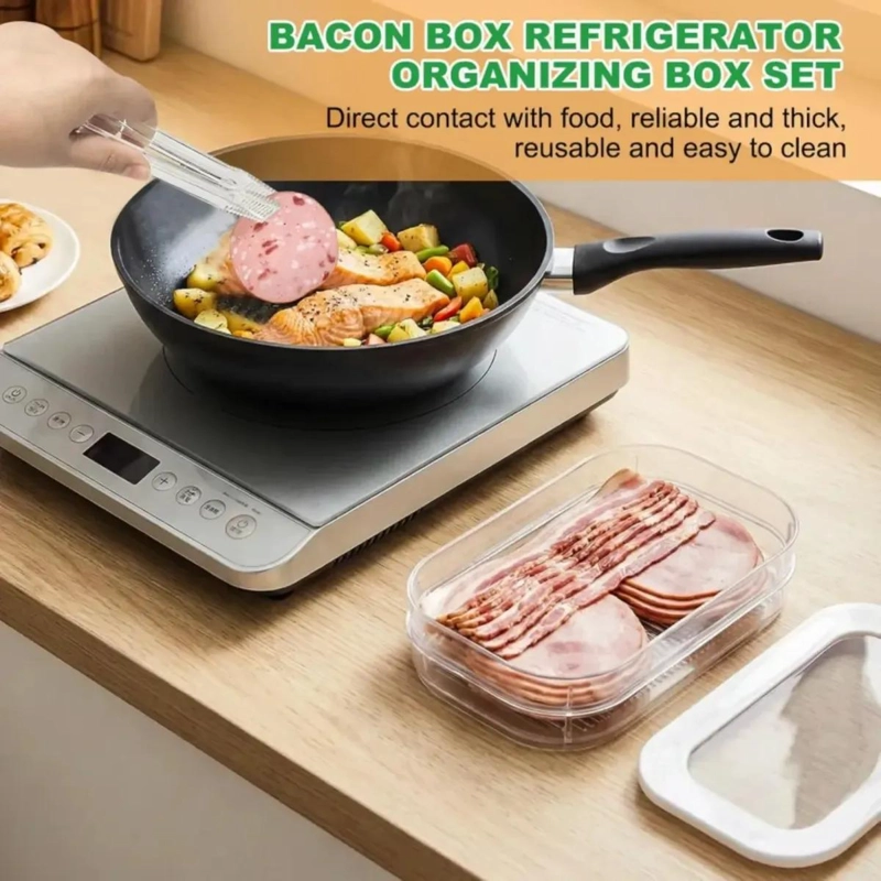 CONTENEDOR ACRILICO ORGANIZADOR PARA REFRIGERADOR CON TAPA - 5