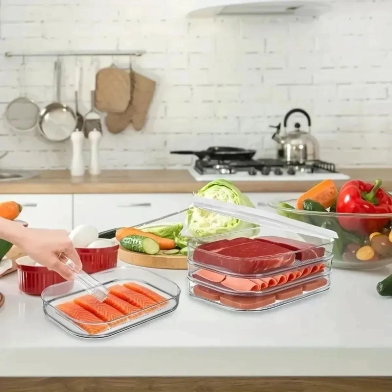 CONTENEDOR ACRILICO ORGANIZADOR PARA REFRIGERADOR CON TAPA - 6