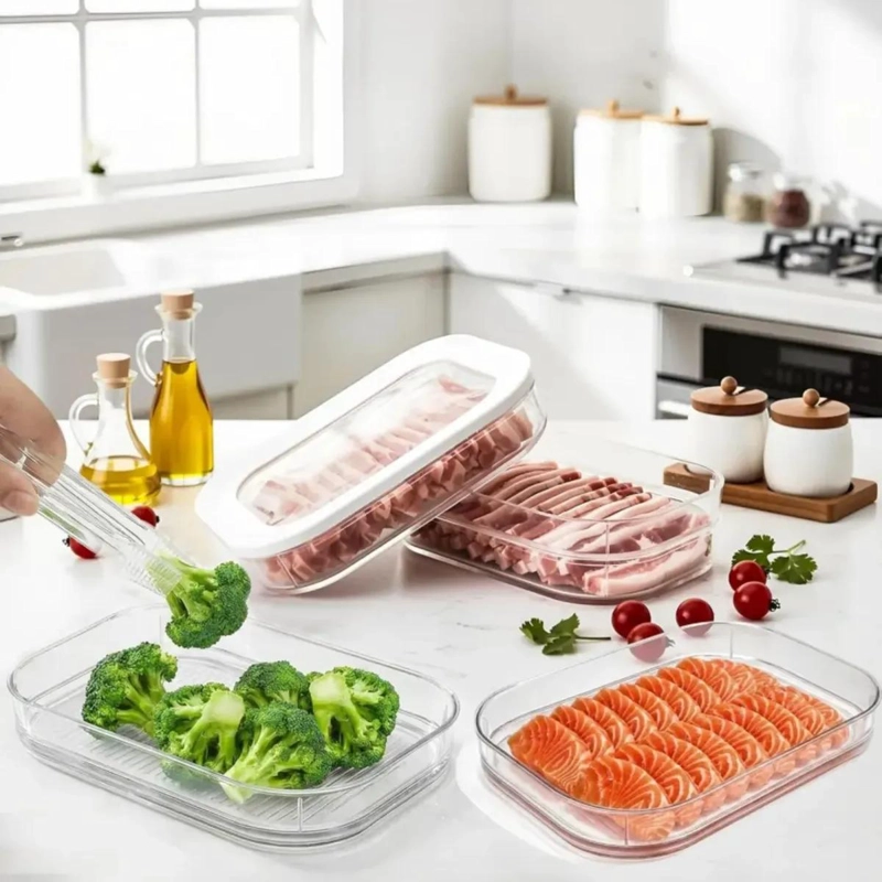 CONTENEDOR ACRILICO ORGANIZADOR PARA REFRIGERADOR CON TAPA - 9