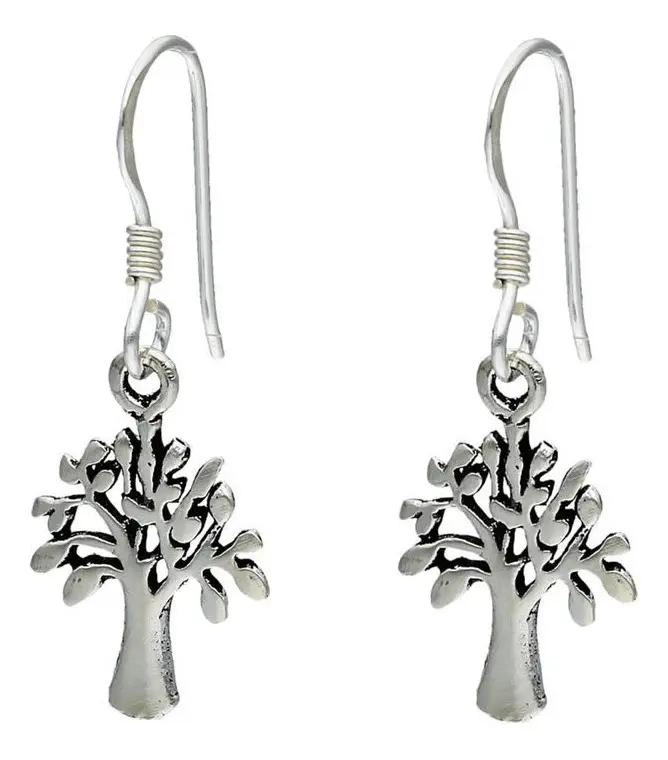 AROS COLGANTES DE PLATA 925 DISEÑO ARBOL DE LA VIDA - 1