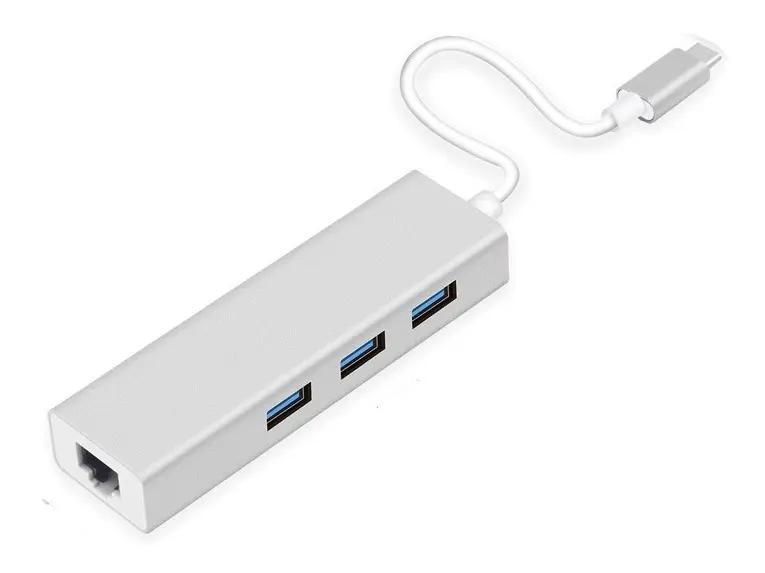 HUB ADAPTADOR TIPO C CON 4 PUERTOS USB Y ETHERNET - 1