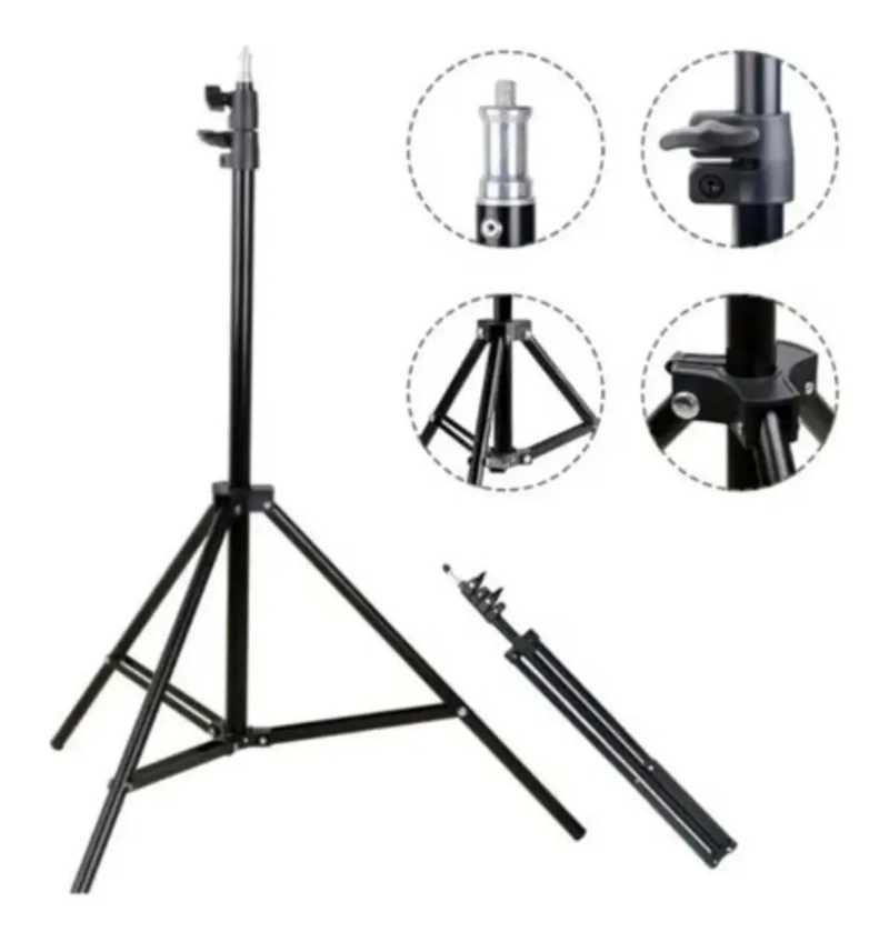 TRIPODE DE ALUMINIO NEGRO DE 2 METROS PARA CAMARA Y LUZ - 1