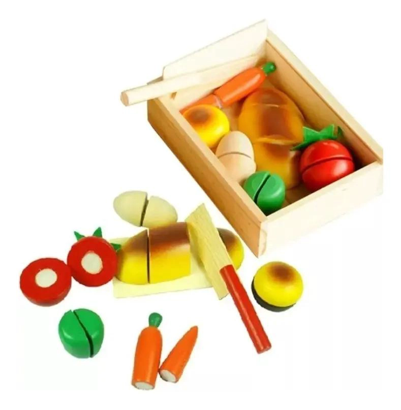 PACK DE JUGUETES DE COCINA DE MADERA CON FRUTAS Y VERDURAS - 6