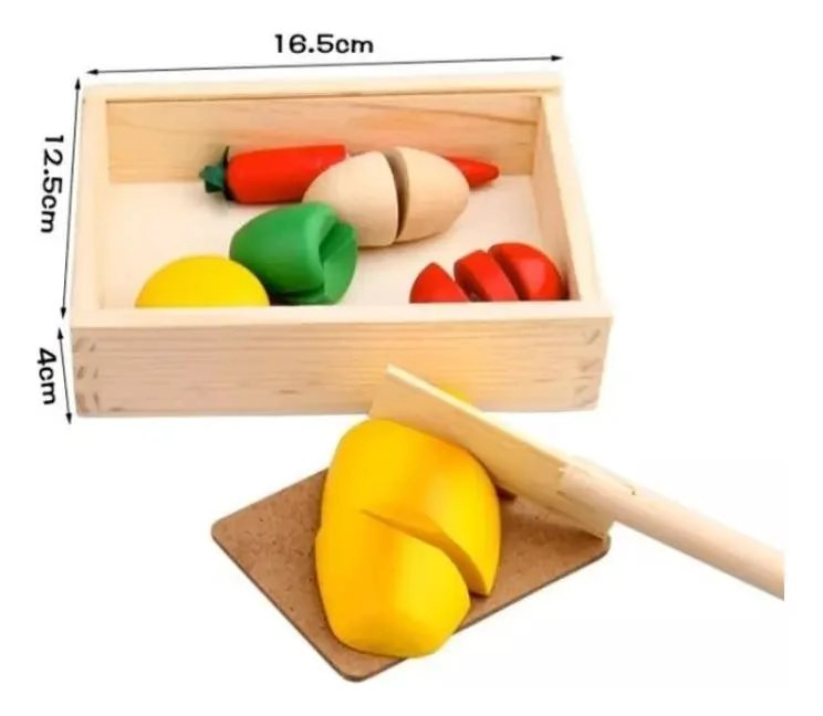 PACK DE JUGUETES DE COCINA DE MADERA CON FRUTAS Y VERDURAS - 7