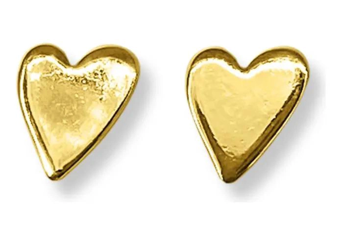AROS CORAZON LISO ENCHAPADO ORO 18K ELEGANTES Y SOFISTICADOS - 1