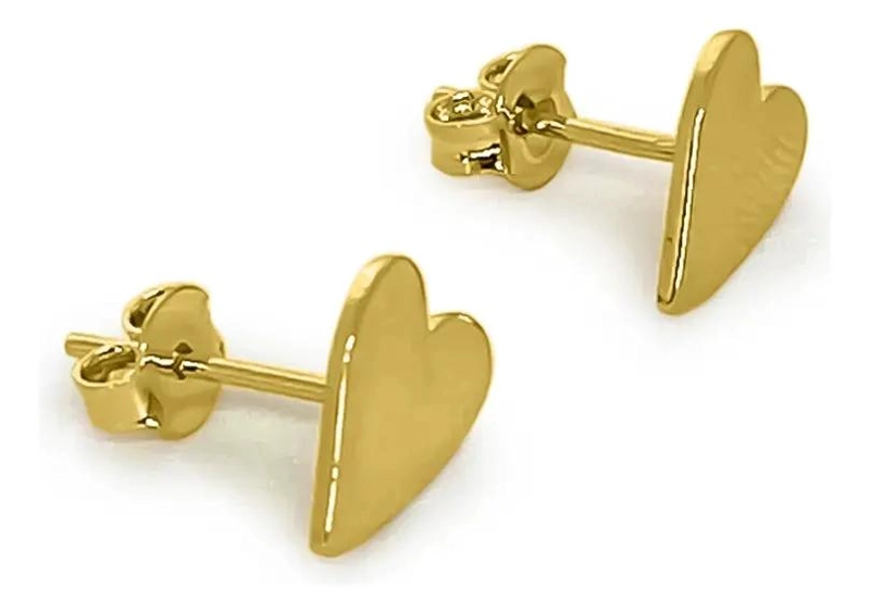 AROS CORAZON LISO ENCHAPADO ORO 18K ELEGANTES Y SOFISTICADOS - 2