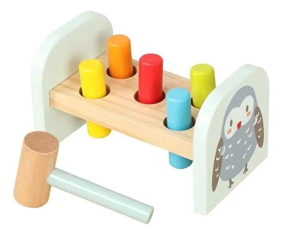 JUGUETE DIDACTICO DE MADERA CON MARTILLO Y TOPOS DIVERTIDOS - 1