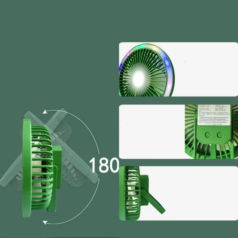 VENTILADOR COLGANTE RECARGABLE CON LUZ LED Y CARGA USB - 2