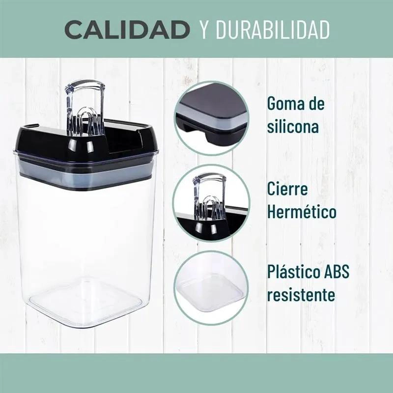 SET DE 5 CONTENEDORES HERME TICOS PARA ALIMENTOS EN COCINA - 4