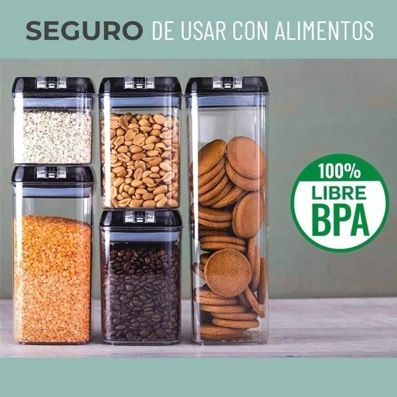 SET DE 5 CONTENEDORES HERME TICOS PARA ALIMENTOS EN COCINA - 7