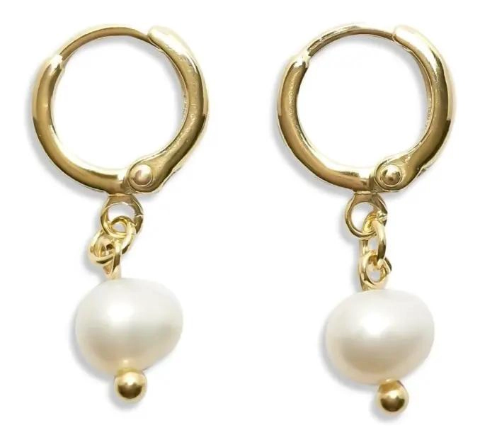 AROS COLGANTES DE PERLA DE RIO ENCHAPADOS EN ORO 18K - 1