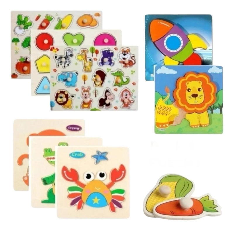 SET DE 8 ROMPECABEZAS DE MADERA DIDACTICOS PARA NIÑOS - 1