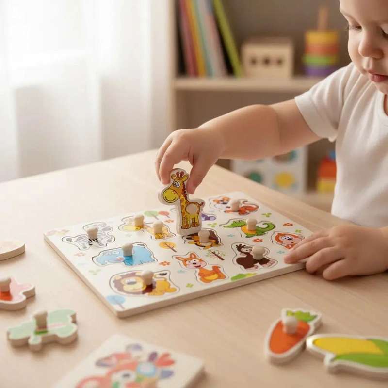 SET DE 8 ROMPECABEZAS DE MADERA DIDACTICOS PARA NIÑOS - 2