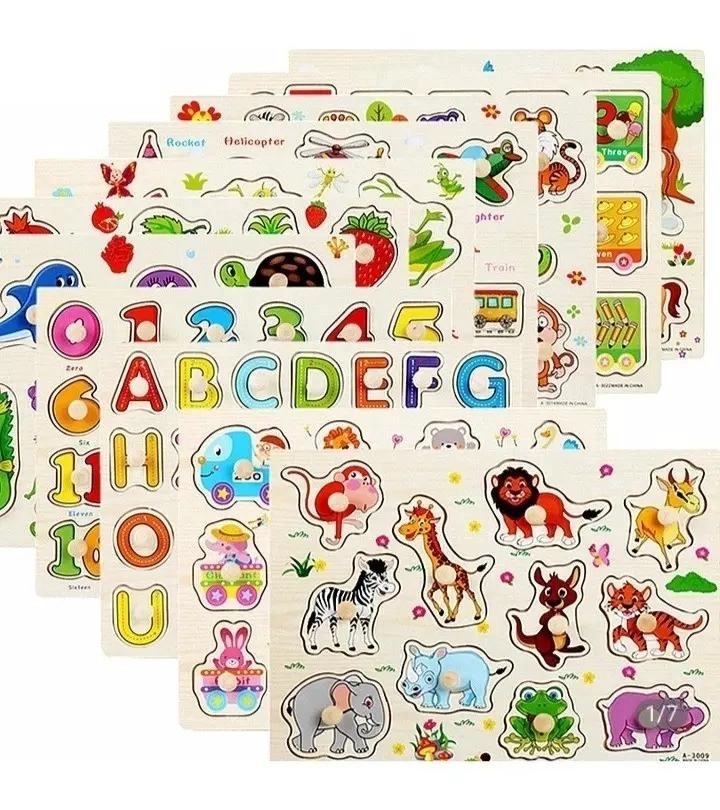 SET DE 8 ROMPECABEZAS DE MADERA DIDACTICOS PARA NIÑOS - 3