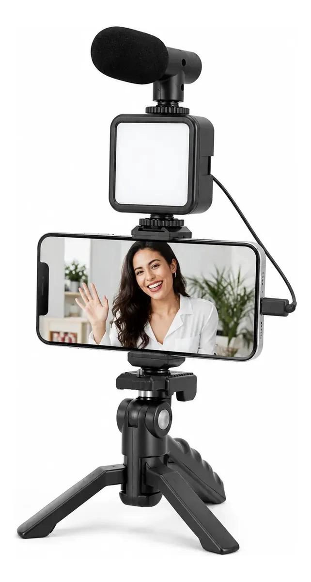 KIT DE GRABACION CON MICROFONO Y LUZ LED COMPACTO - 4