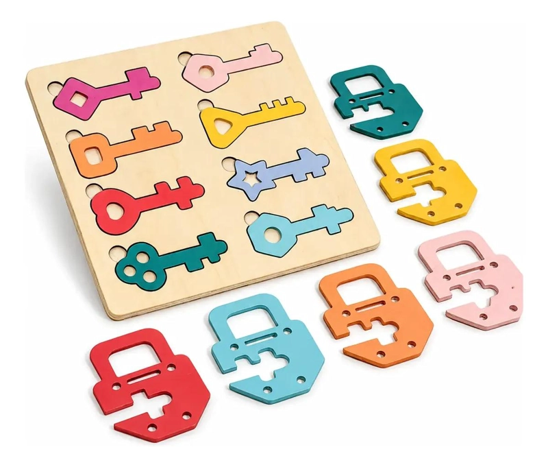 PUZZLE DIDACTICO DE MADERA CON LLAVES Y CANDADOS PARA NIÑOS - 1