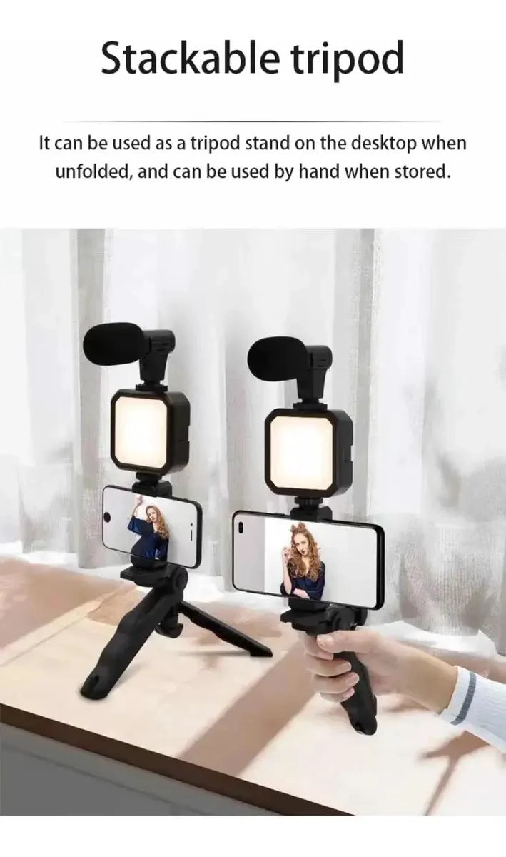 TRIPODE PORTATIL PARA TELE FONO MOVIL CON LUZ Y MICROFONO - 5