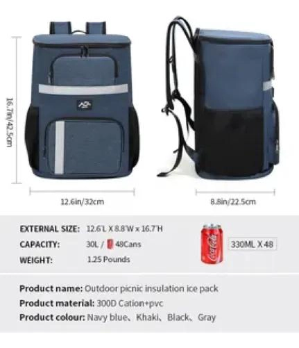 MOCHILA HIELERA IMPERMEABLE DE GRAN CAPACIDAD PARA 40 LATAS - 3