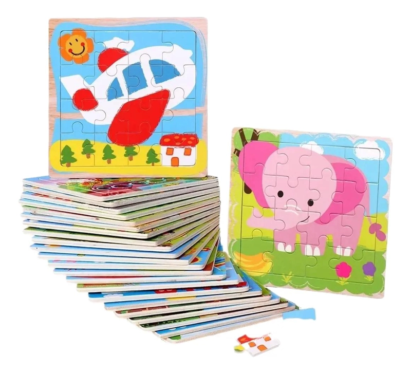 ROMPECABEZAS DE MADERA PARA NIÑOS PACK DE 12 PIEZAS - 3