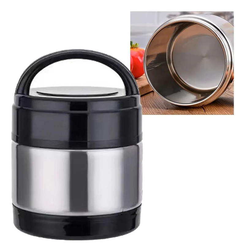 TERMO PARA COMIDA 1200 ML ACERO INOXIDABLE NEGRO - 1