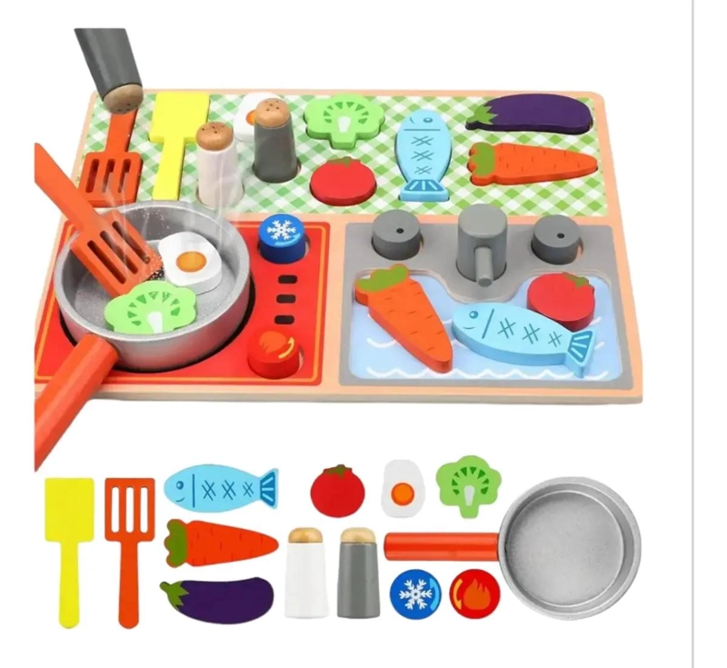 PUZZLE DE MADERA JUGUETE DE COCINA PARA NIÑAS - 1