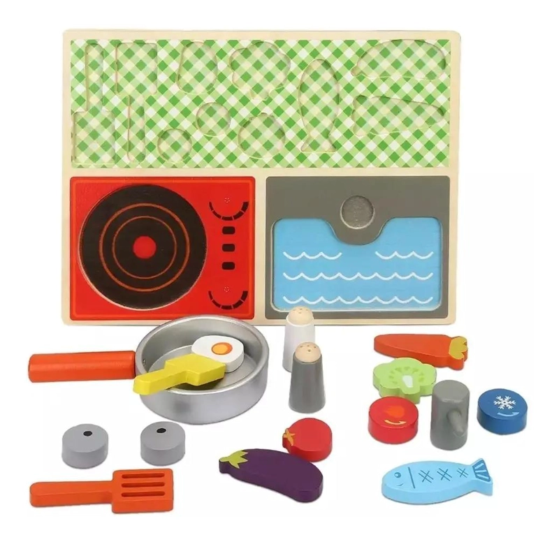 PUZZLE DE MADERA JUGUETE DE COCINA PARA NIÑAS - 3