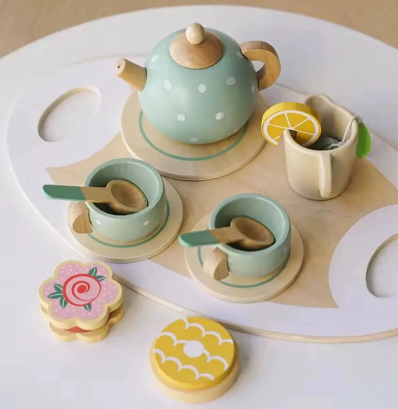 JUEGO DE TAZAS DE TE  DE MADERA PARA NIÑOS - 6