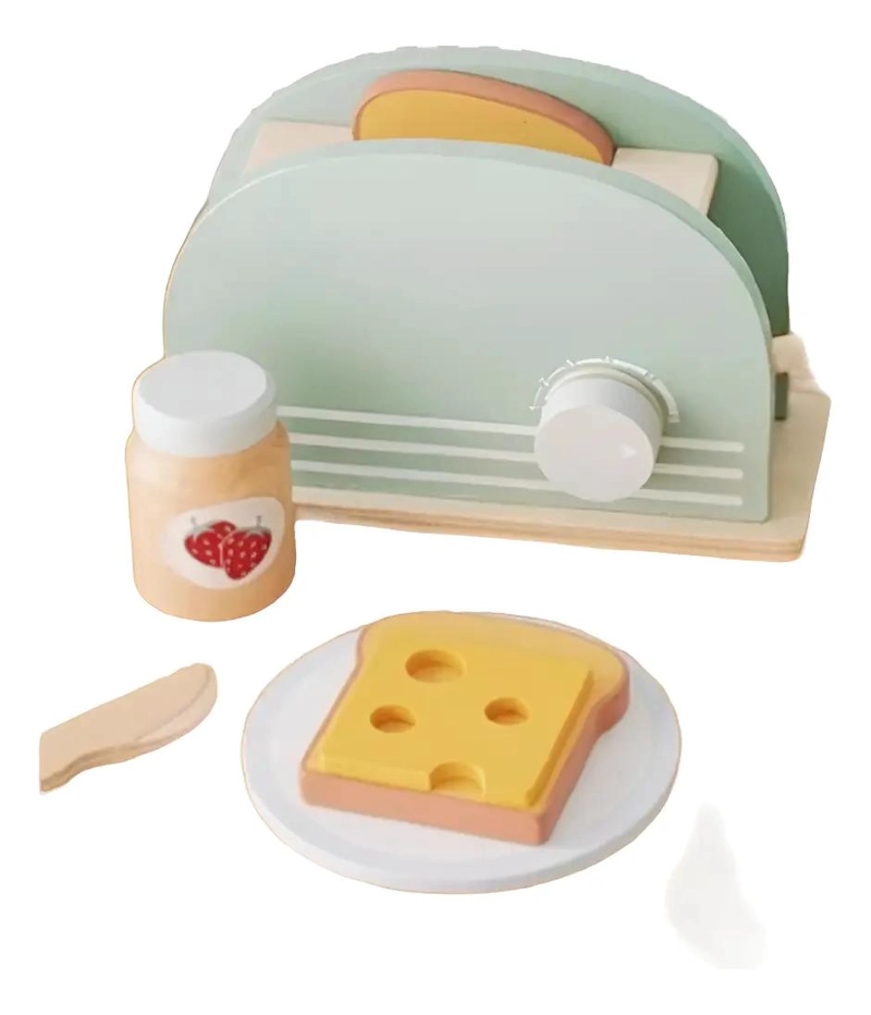 TOSTADOR DE JUGUETE DE MADERA CON ACCESORIOS DIVERTIDOS - 1