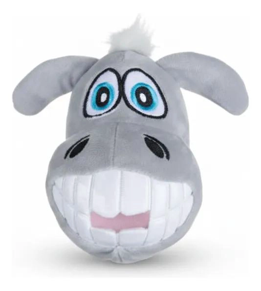 PELUCHE BURRO SONRIENTE PARA MASCOTAS 13.5 CM GRIS - 1