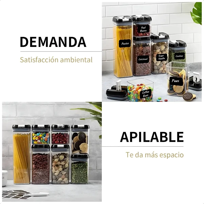 SET DE 7 CONTENEDORES HERME TICOS PARA ALIMENTOS EN COCINA - 5