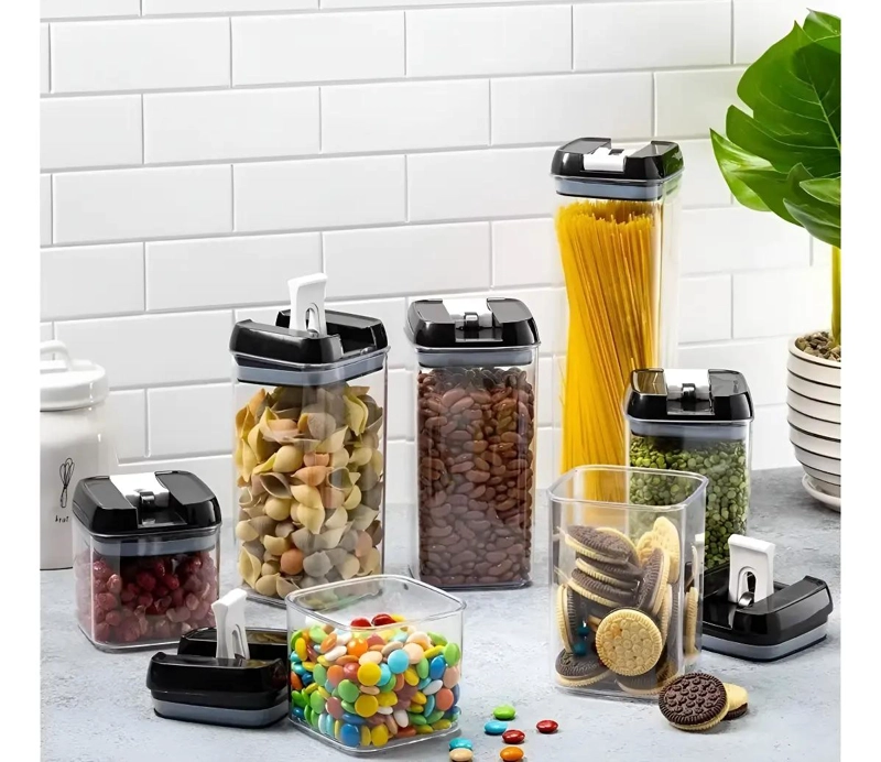 SET DE 7 CONTENEDORES HERME TICOS PARA ALIMENTOS EN COCINA - 7