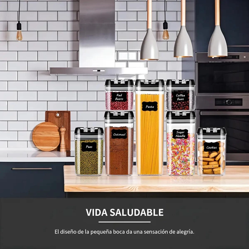 SET DE 7 CONTENEDORES HERME TICOS PARA ALIMENTOS EN COCINA - 9