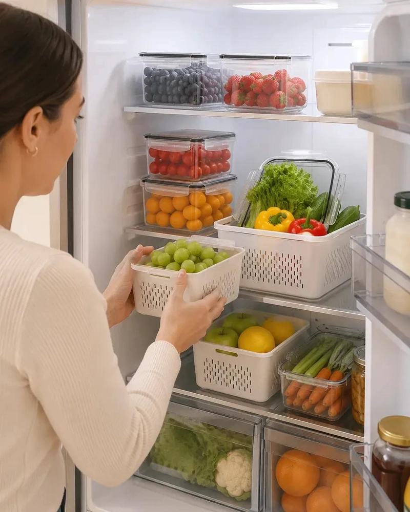 SET DE 4 ORGANIZADORES PARA FRUTAS Y VERDURAS CON TAPA - 3