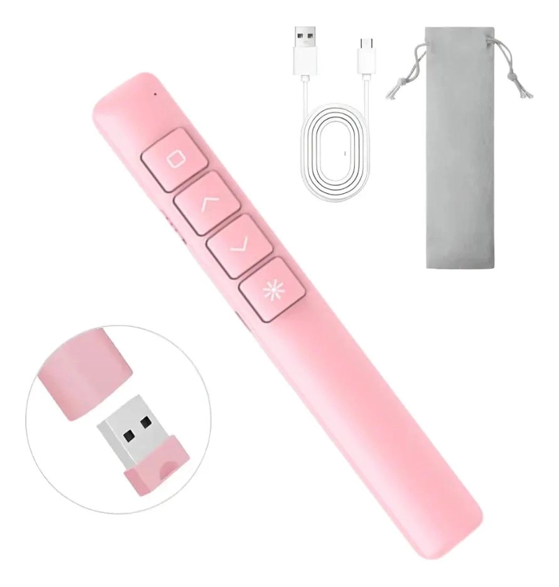 PUNTERO LASER INALAMBRICO PRESENTADOR PARA POWERPOINT EN COLOR ROSA - 1